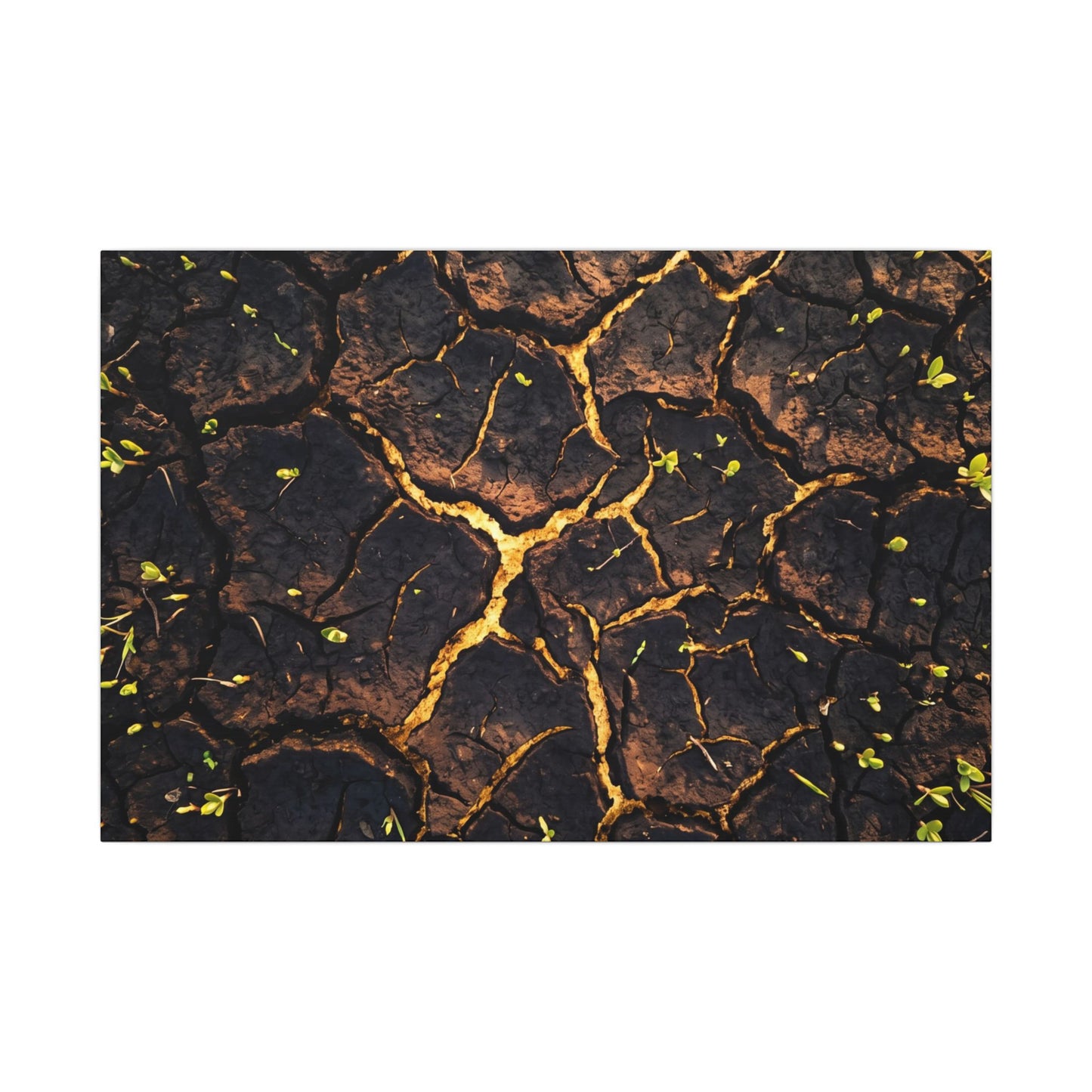 Cracked Earth Moody Minimal Canvas Art | Sophisticated Dark Japandi Art