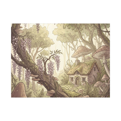 Summer Wisteria Mushroom Illustration Canvas Art | Enchanting Decor Art Print