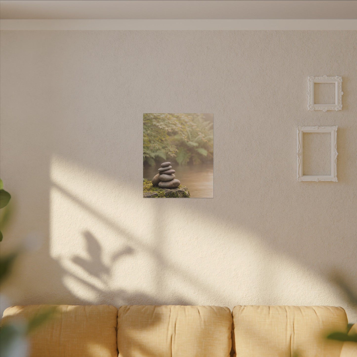 Cozy River Stones Canvas Art - Japanese Pattern Japandi