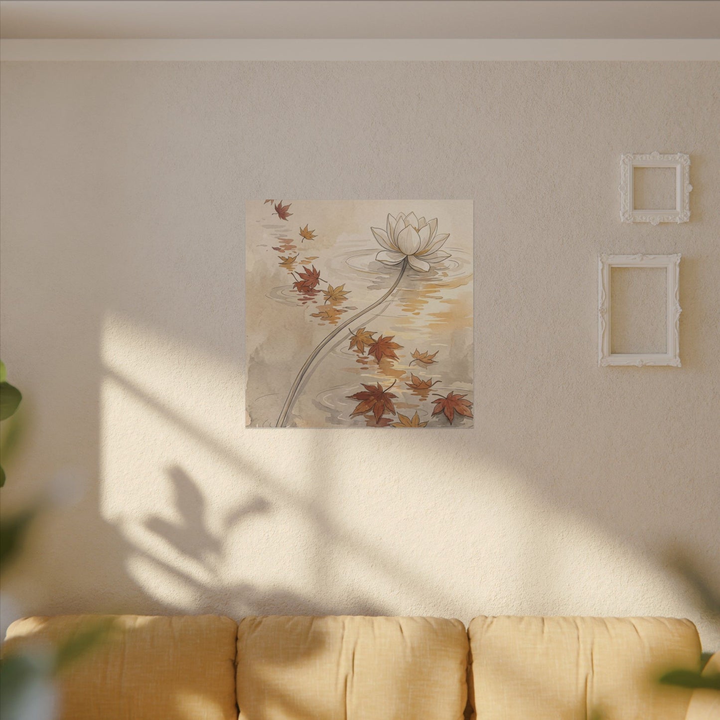 Lotus Flower Canvas Art | Autumn Japandi Minimal Line Art