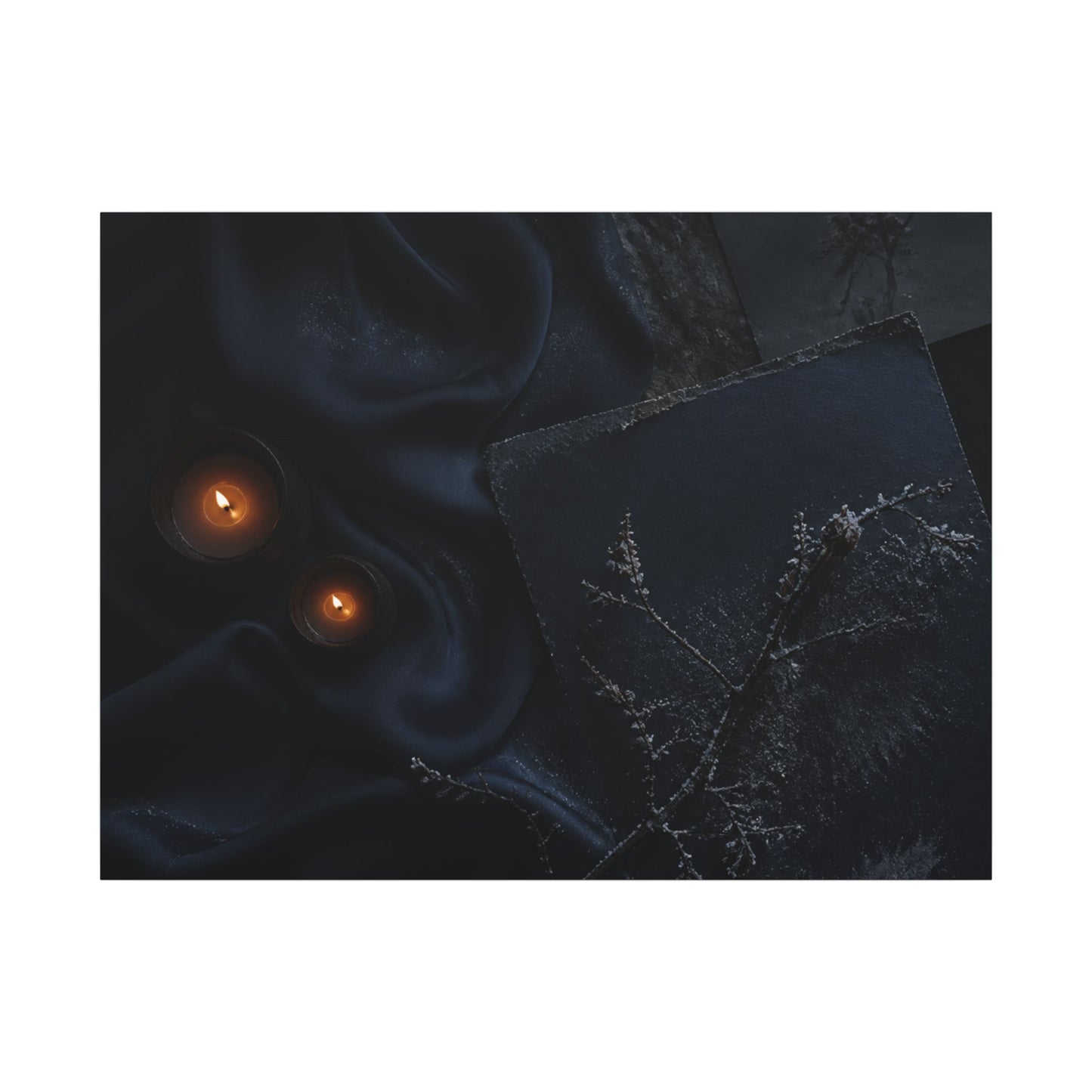 Candlelight Silk Drape Canvas Art - Dark Japandi Kanso