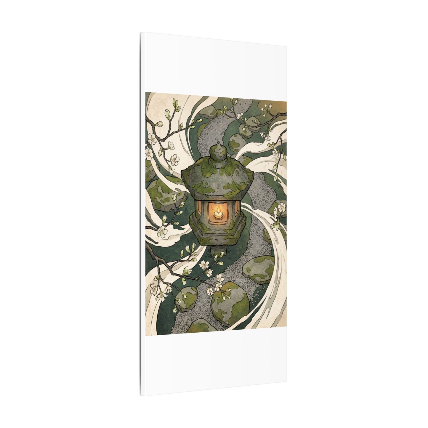 Zen Stone Lantern in Candlelight | Ukiyo E Inspired Canvas Art