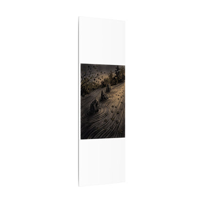 Rock Garden Canvas Art | Autumn Dark Japandi Charcoal Ink Art