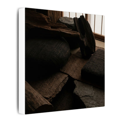 Dark Japandi Shadow Zen Canvas Art