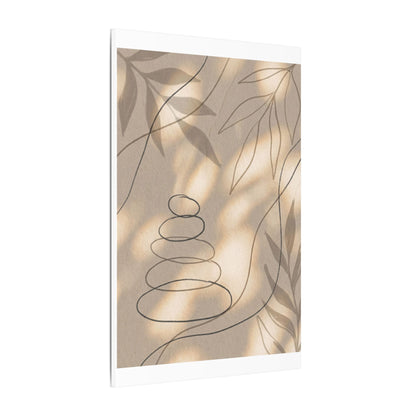 River Stones Minimal Line Canvas Art | Earthy Japandi Art