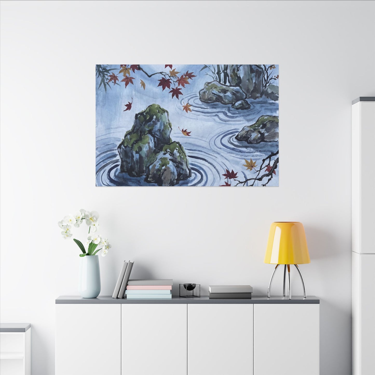 Rock Garden Autumn Canvas Art | Zen Tranquil Design