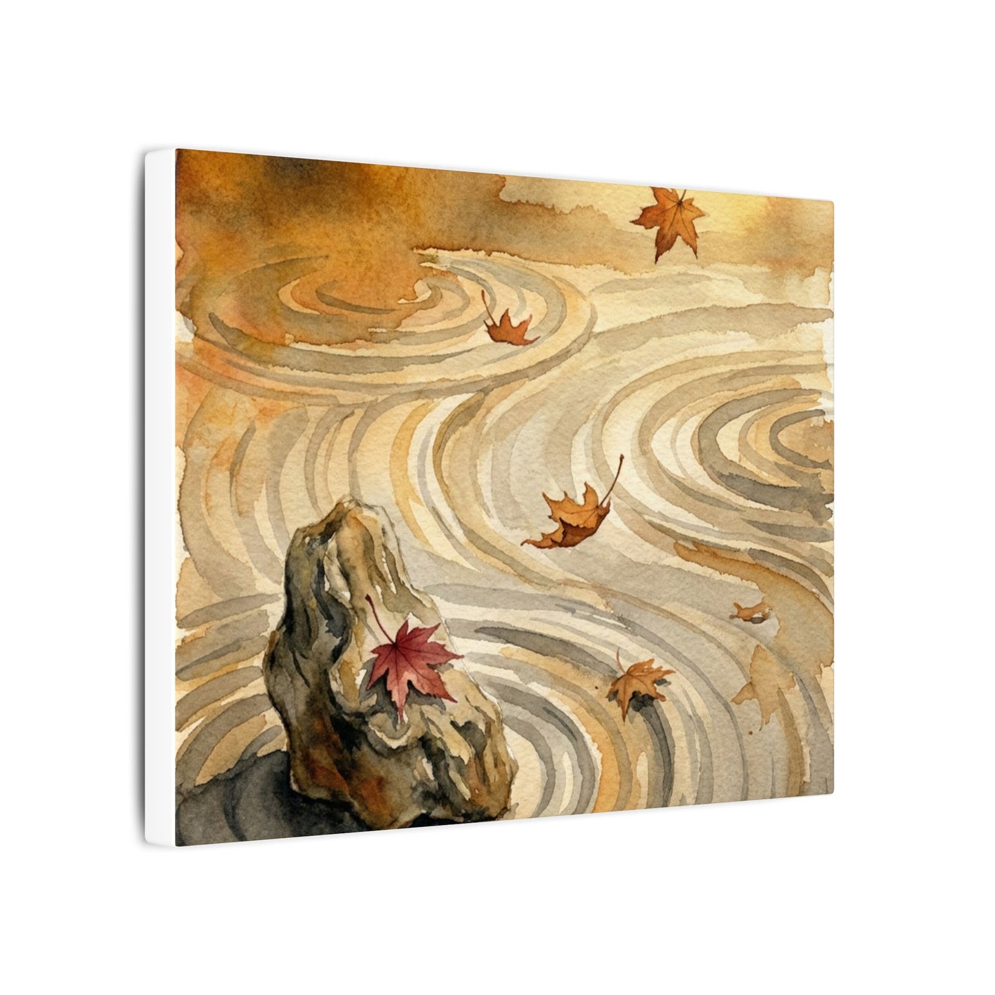 Autumn Rock Garden Watercolor Canvas Art | Neutral Decor