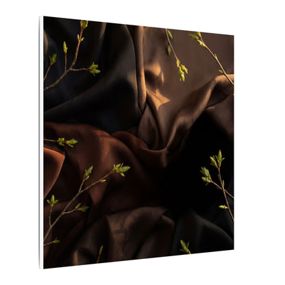 Dark Japandi Silk Drape in Golden Hour | Moody Minimal Canvas Art