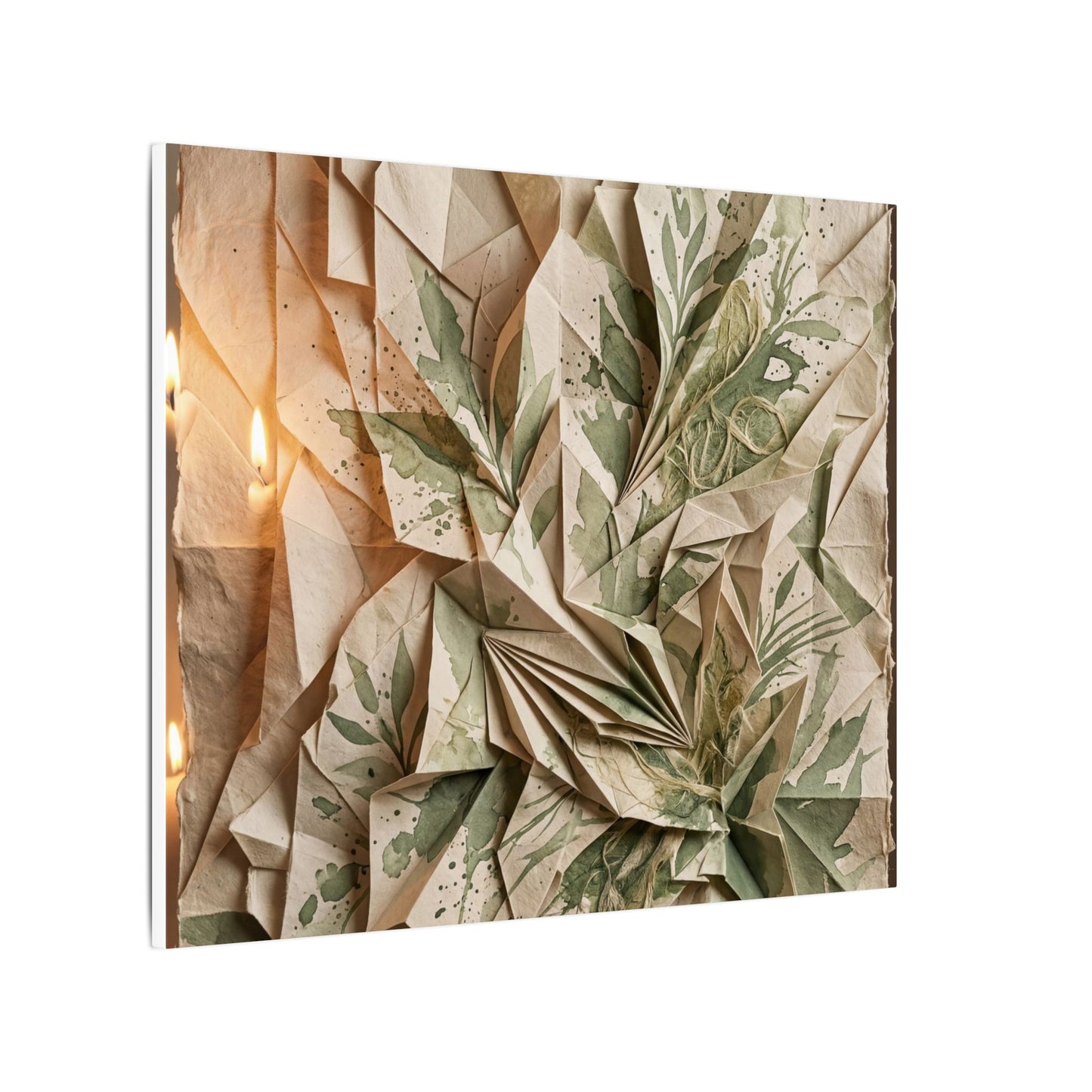 Japandi Paper Fold in Candlelight | Texture Canvas Art