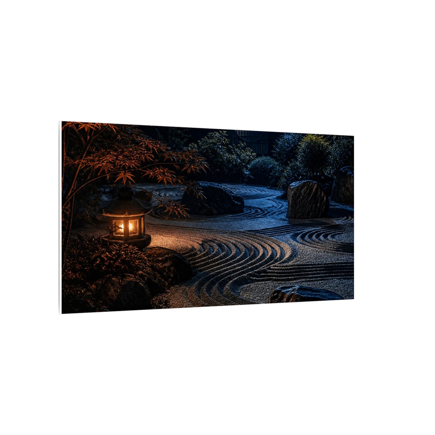 Summer Rock Garden Shadow Zen Canvas Art | Moody Decor
