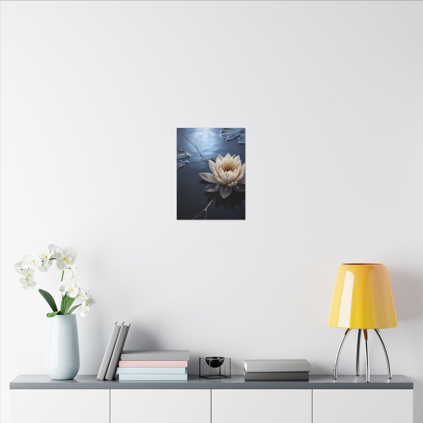 Beautiful Lotus Flower Canvas Art - Gold Vein Kintsugi