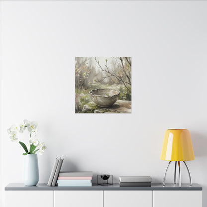 Japandi Ceramic Bowl in Overcast | Minimal Line Canvas Art