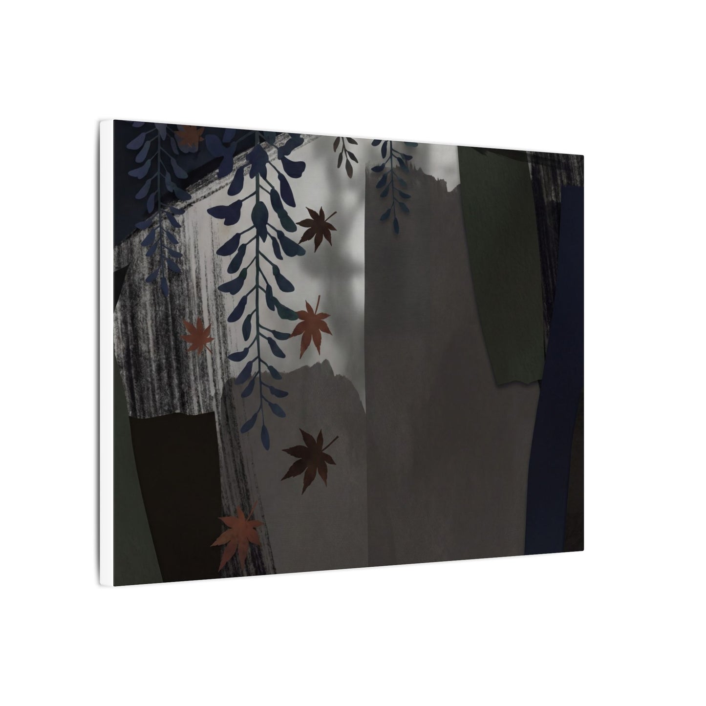 Wisteria Autumn Canvas Art | Dark Japandi Moody Design