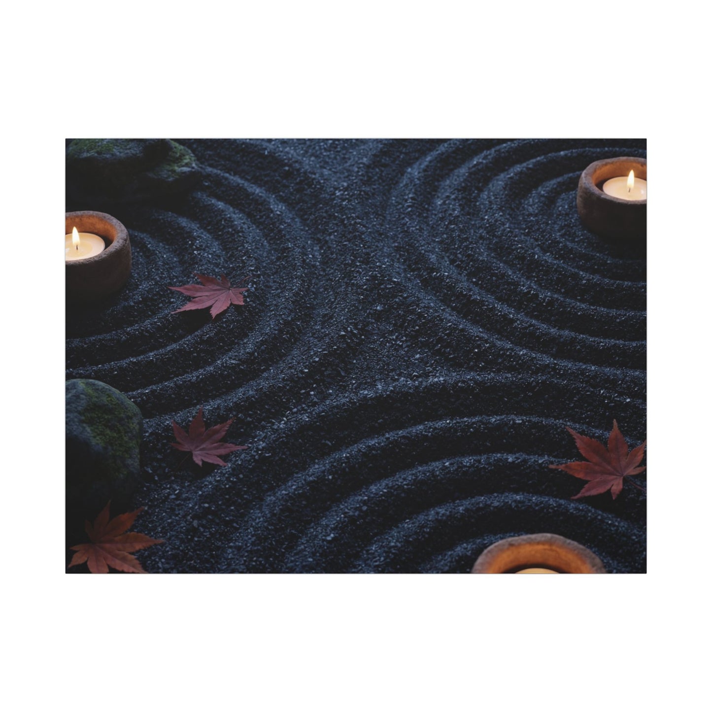 Seijaku Rock Garden Canvas Art - Dark Japandi Dark Texture Art Print