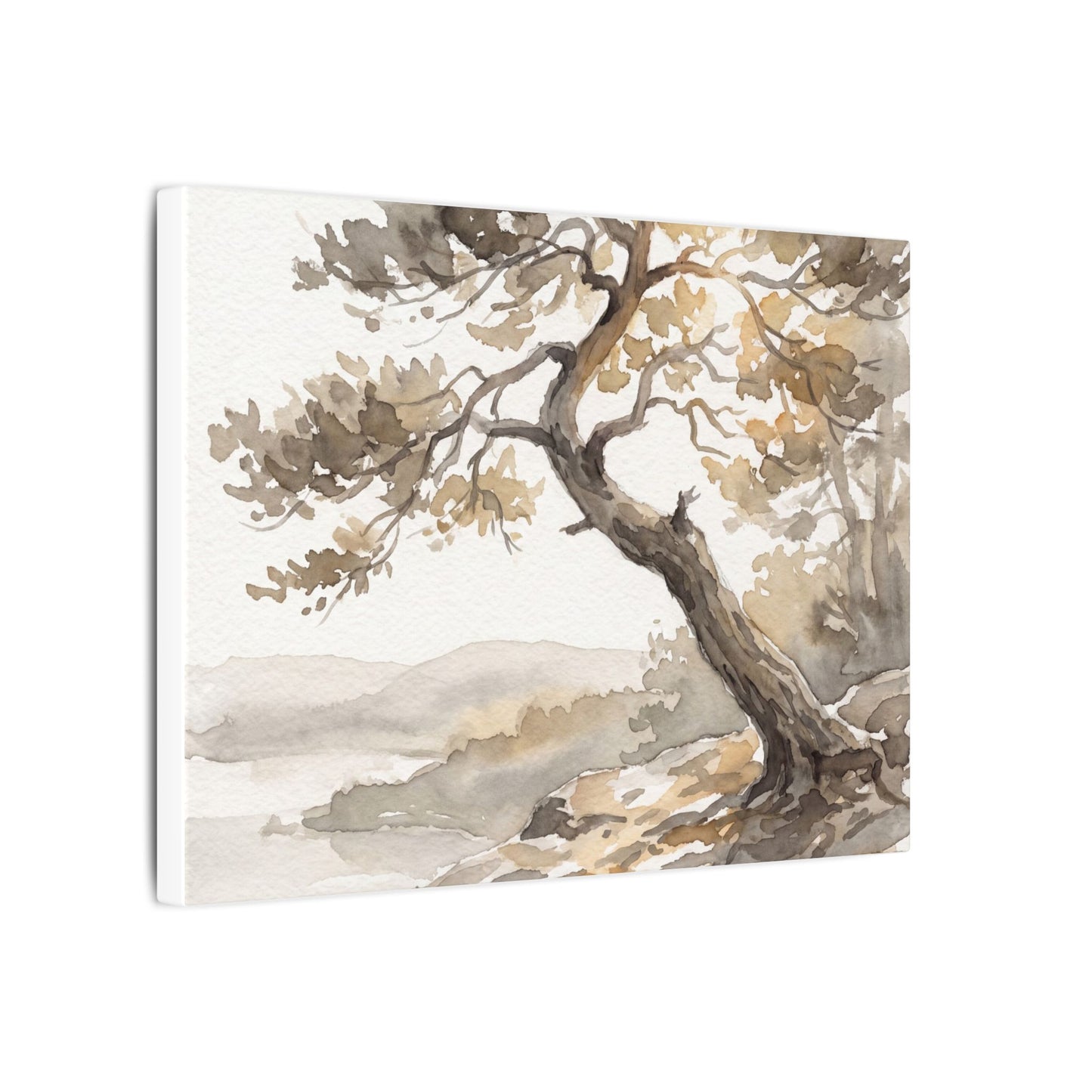 Pine Tree Watercolor Canvas Art | Elegant Japandi Art