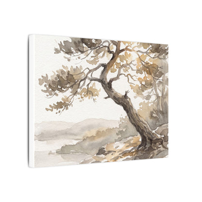 Pine Tree Watercolor Canvas Art | Elegant Japandi Art