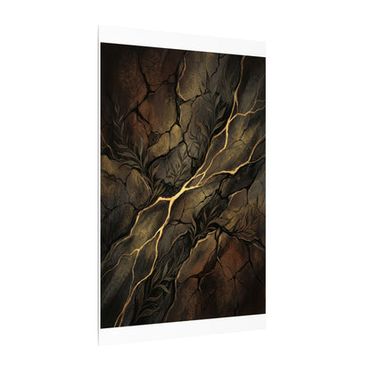 Cracked Earth Charcoal Ink Canvas Art | Bold Dark Japandi Art