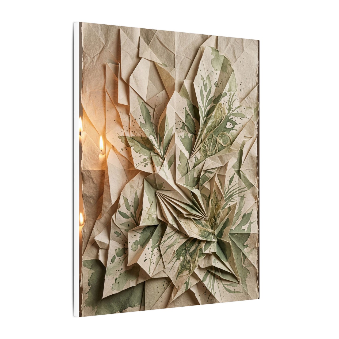 Japandi Paper Fold in Candlelight | Texture Canvas Art
