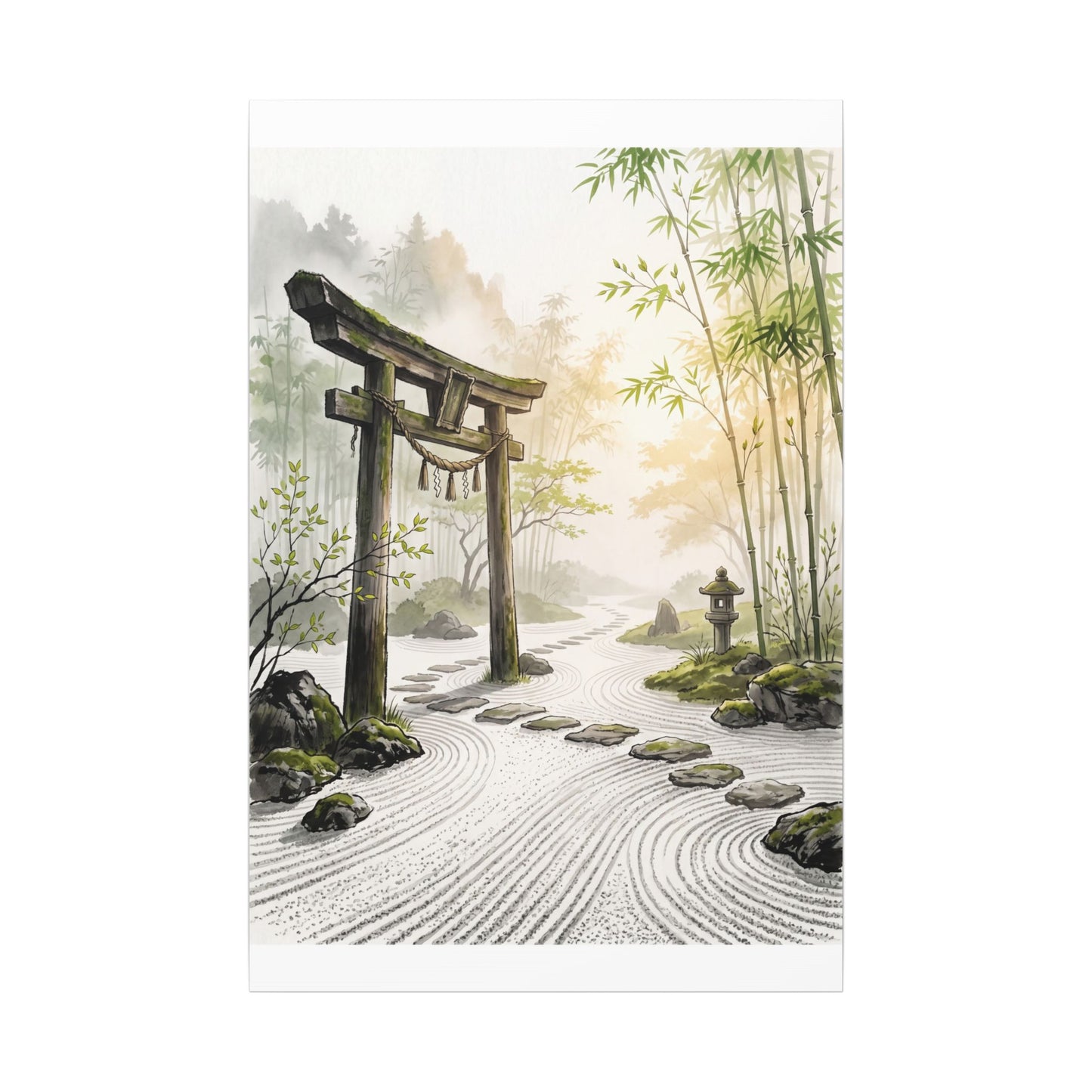 Peaceful Torii Gate Canvas Art - Karesansui Zen