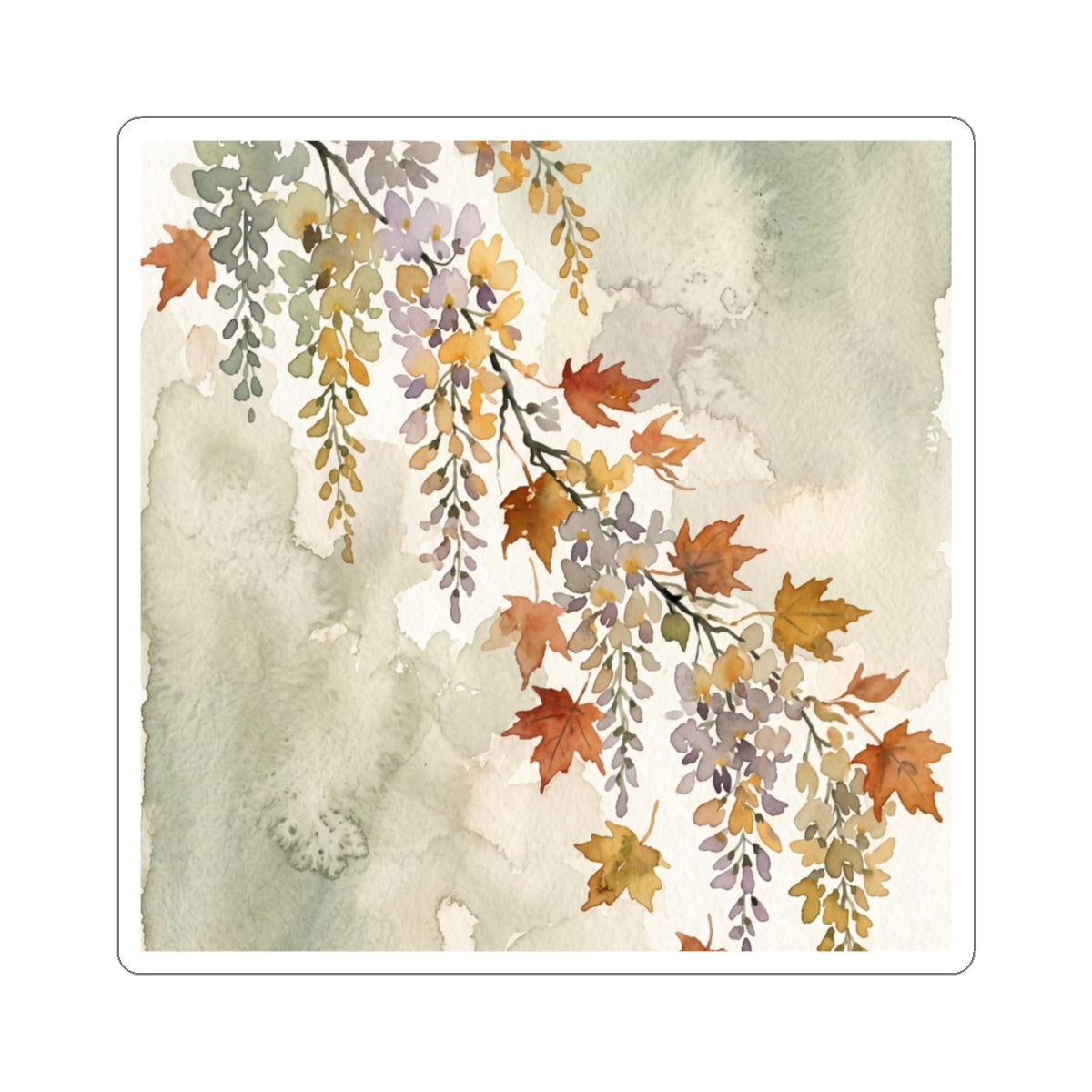 Cozy Wisteria Sticker - Watercolor Japandi