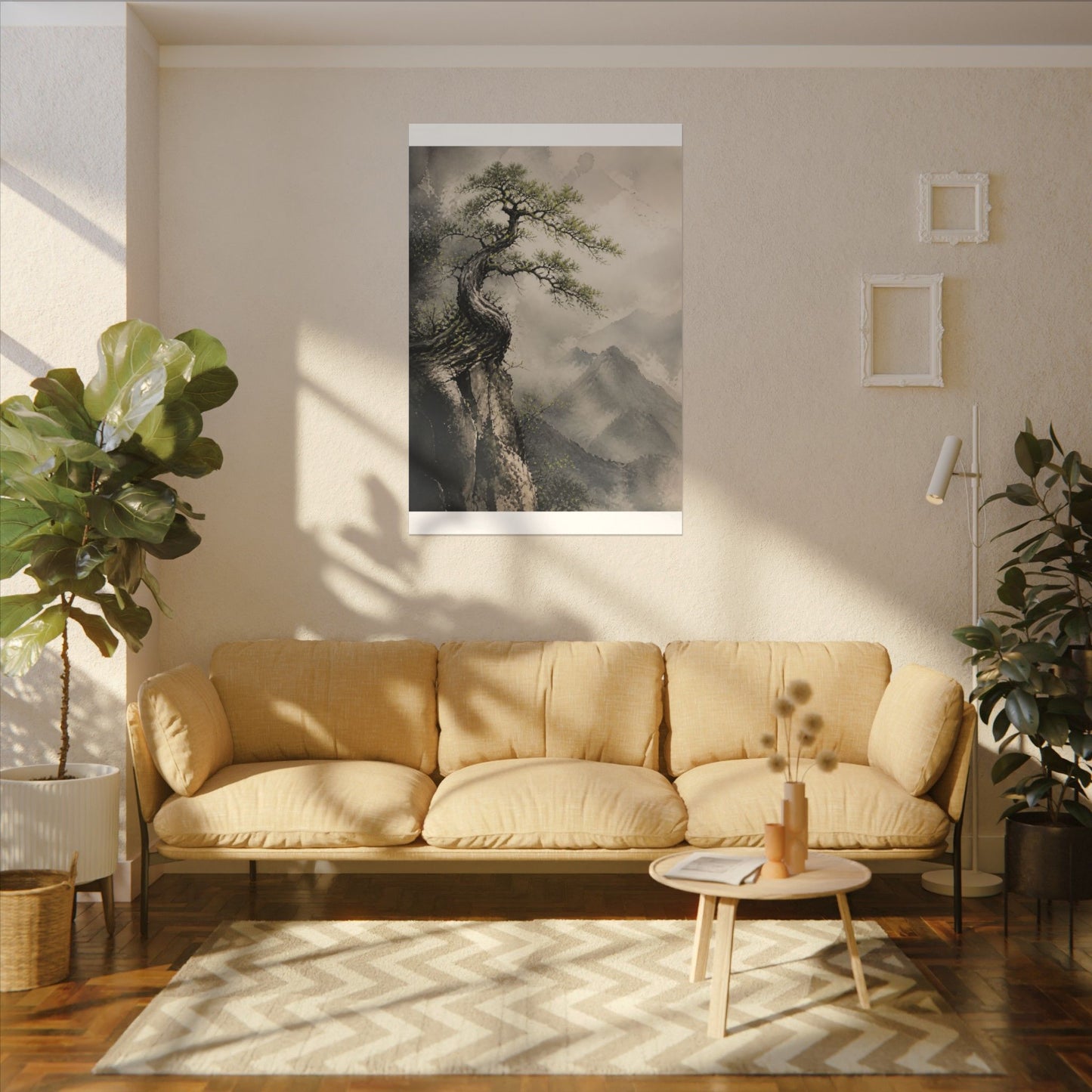 Spring Pine Tree Watercolor Canvas Art | Warm Decor