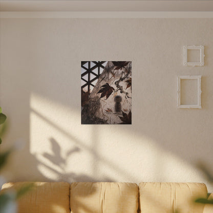 Shoji Screen Autumn Canvas Art | Dark Japandi Atmospheric Design
