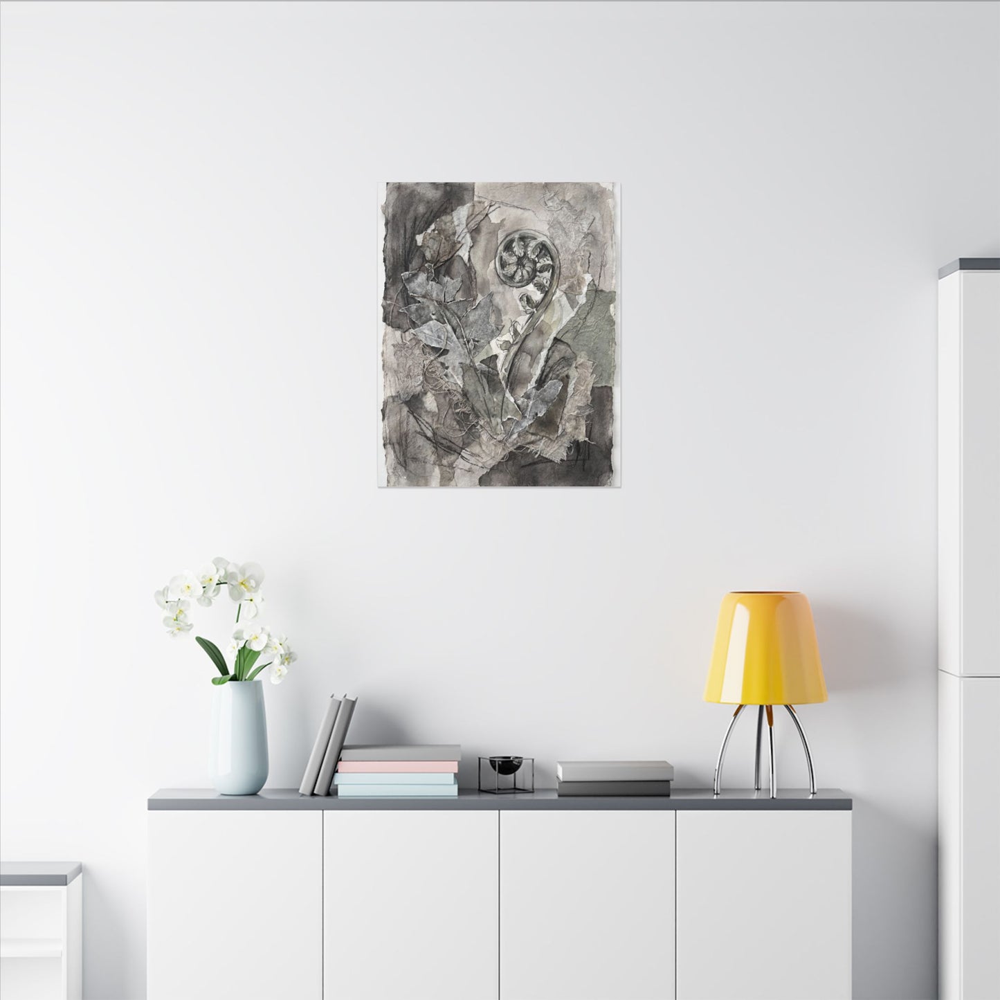 Japandi Fern Unfurling in Overcast | Texture Canvas Art