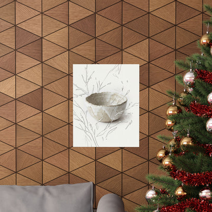 Japandi Ceramic Bowl in Overcast | Minimal Line Wall Art Print