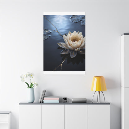 Beautiful Lotus Flower Canvas Art - Gold Vein Kintsugi