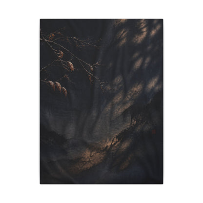 Atmospheric Silk Drape Canvas Art - Charcoal Ink Dark Japandi