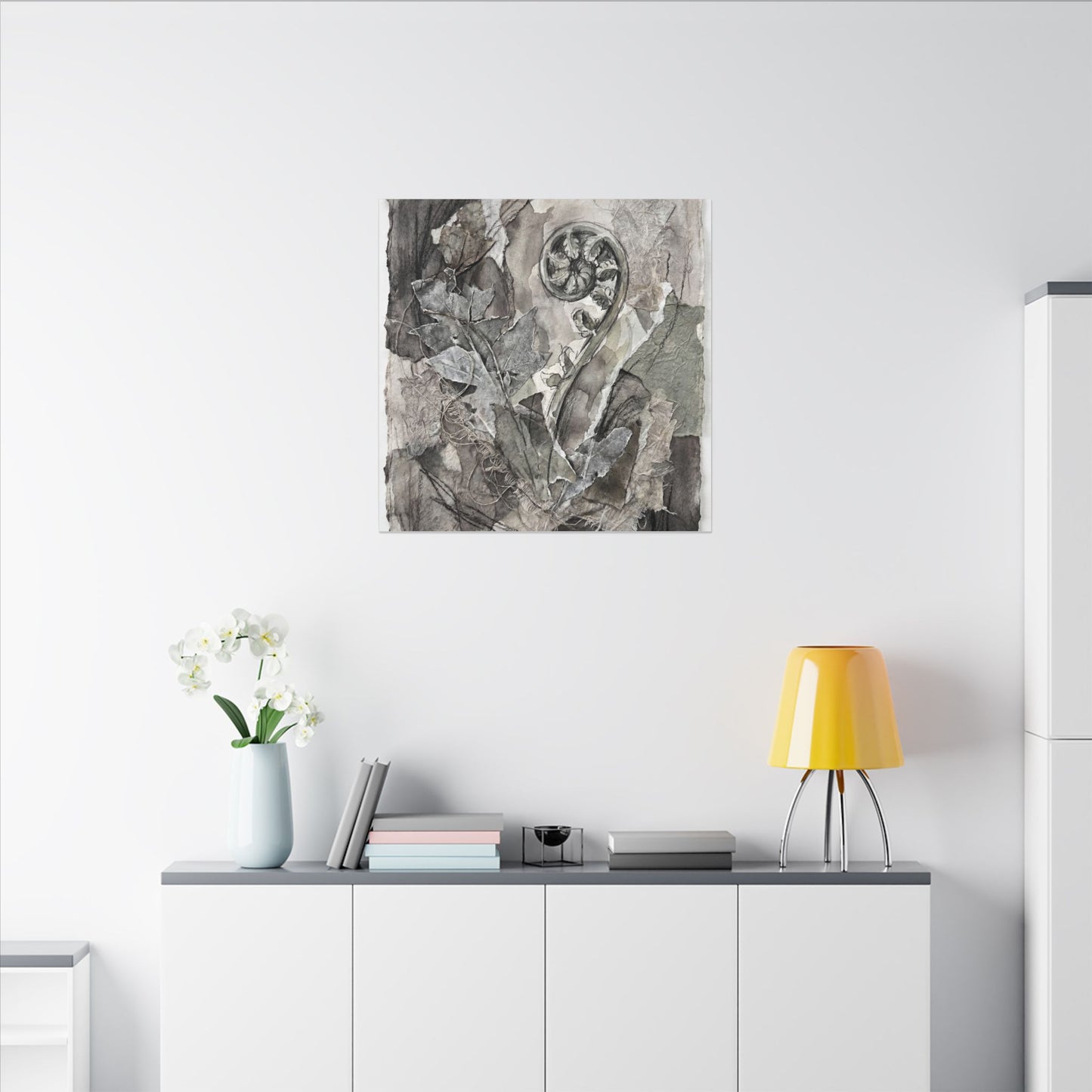 Japandi Fern Unfurling in Overcast | Texture Canvas Art
