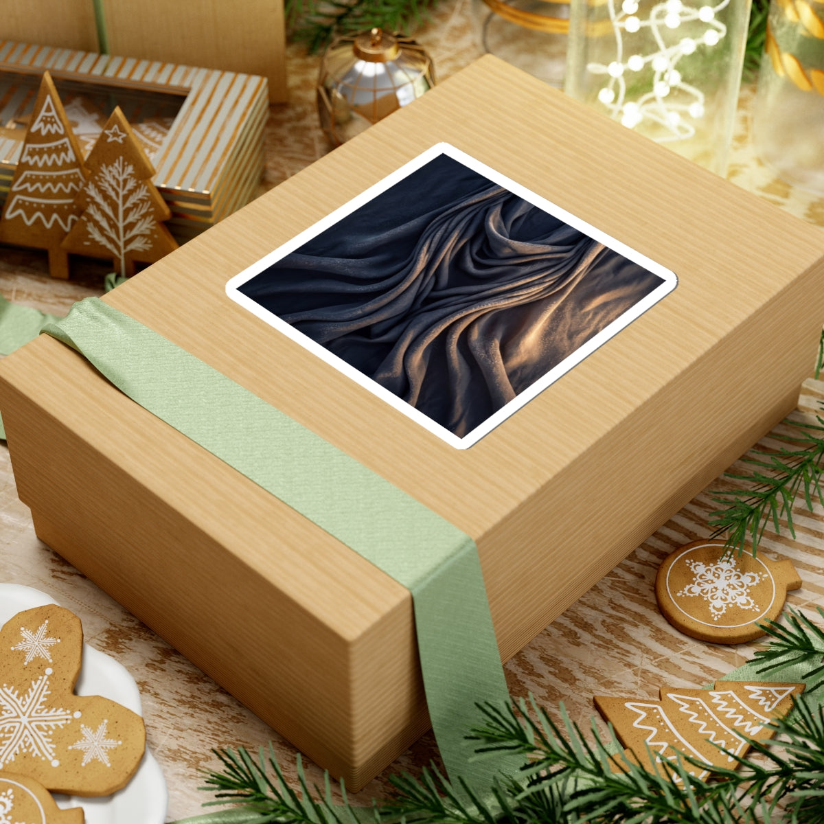 Silk Drape Winter Sticker | Dark Japandi Luxurious Design Art Print