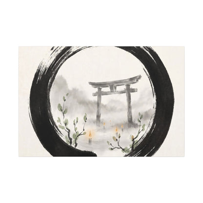 Spring Torii Gate Enso Canvas Art | Tranquil Decor
