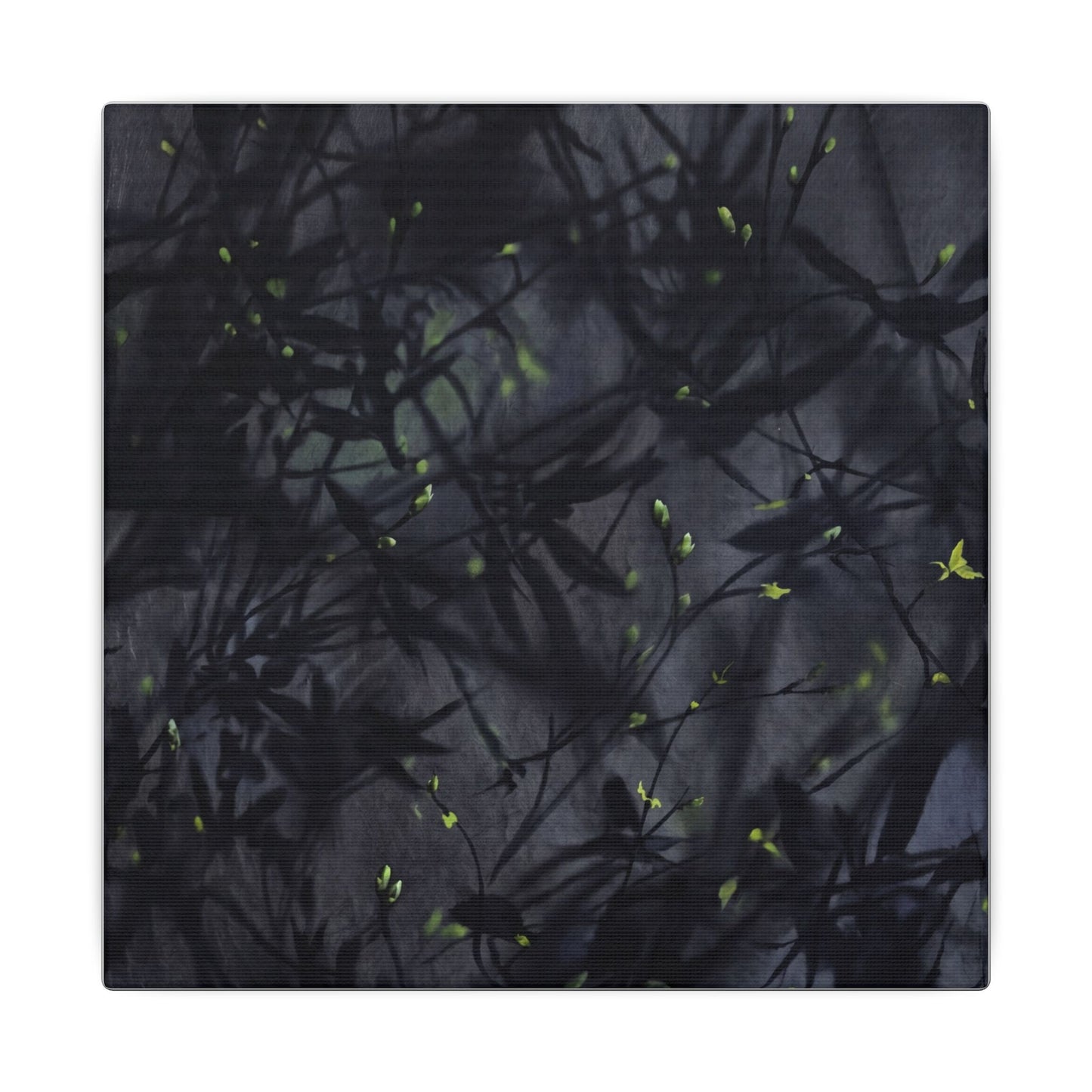 Shadow Play Spring Canvas Art | Dark Japandi Atmospheric Design