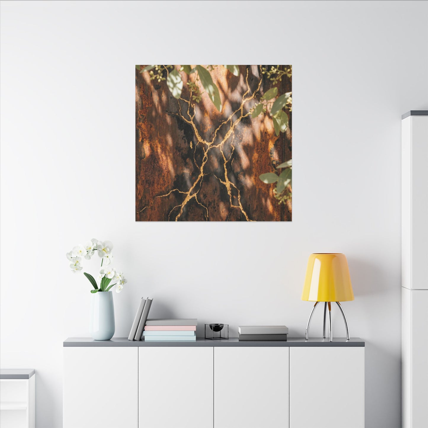 Kanso Rust Patina Canvas Art - Kintsugi Gold Vein