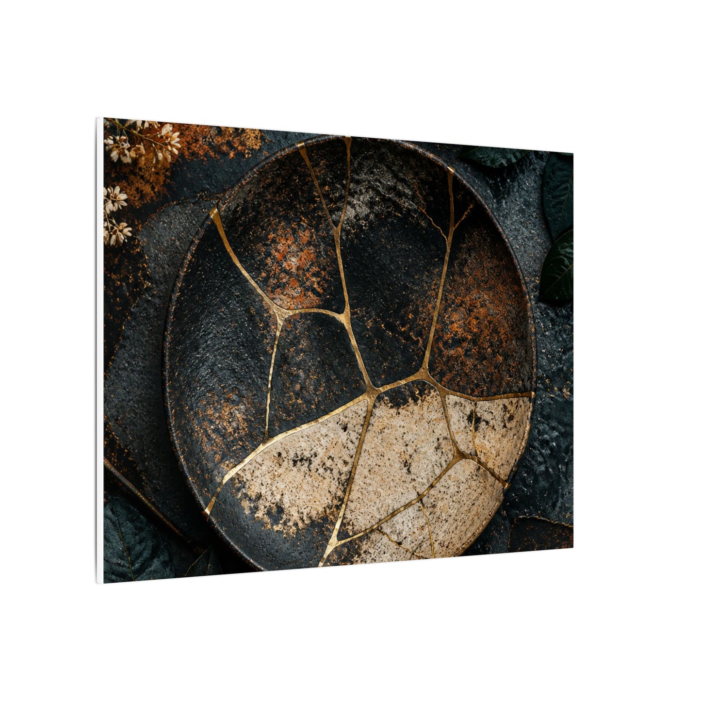 Kintsugi Rust Patina in Dawn | Gold Repair Canvas Art