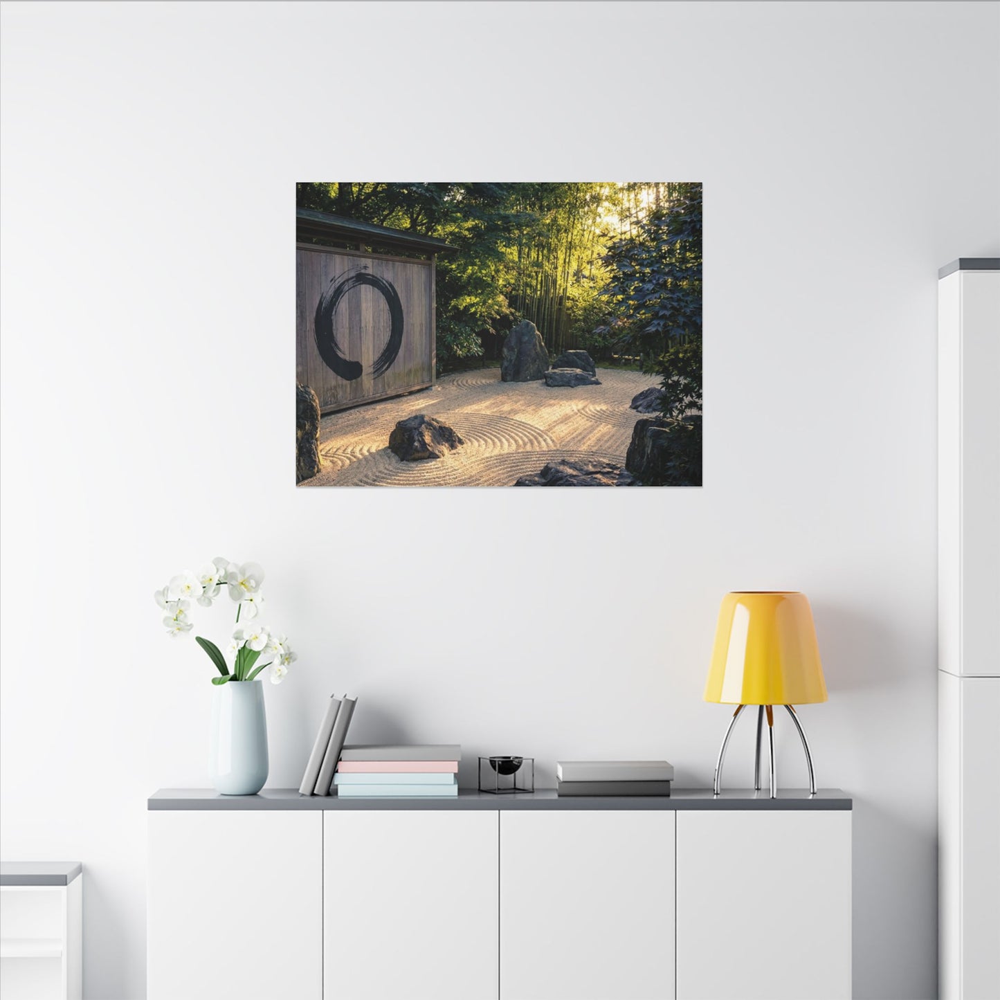 Rock Garden Enso Canvas Art | Tranquil Zen Art
