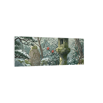 Stone Lantern Winter Canvas Art | Japandi Warm Design