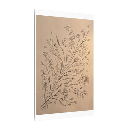 Dried Flowers Canvas Art | Spring Japandi Minimal Line Art