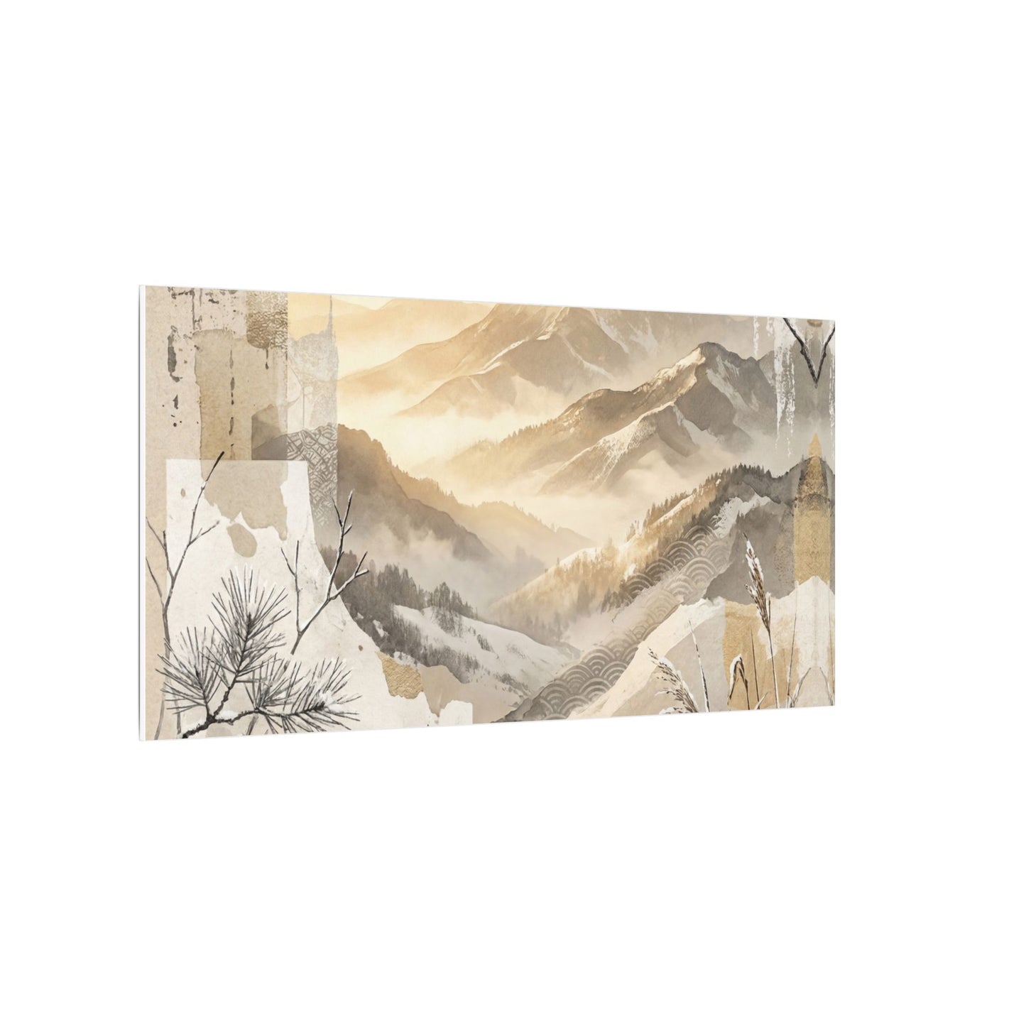 Shibui Mountain Mist Canvas Art - Japandi Japanese Pattern