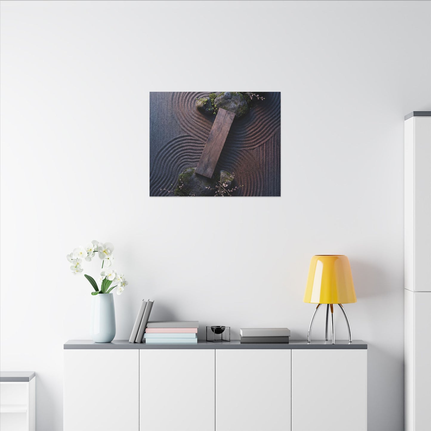 Spring Rock Garden Moody Minimal Canvas Art | Atmospheric Decor