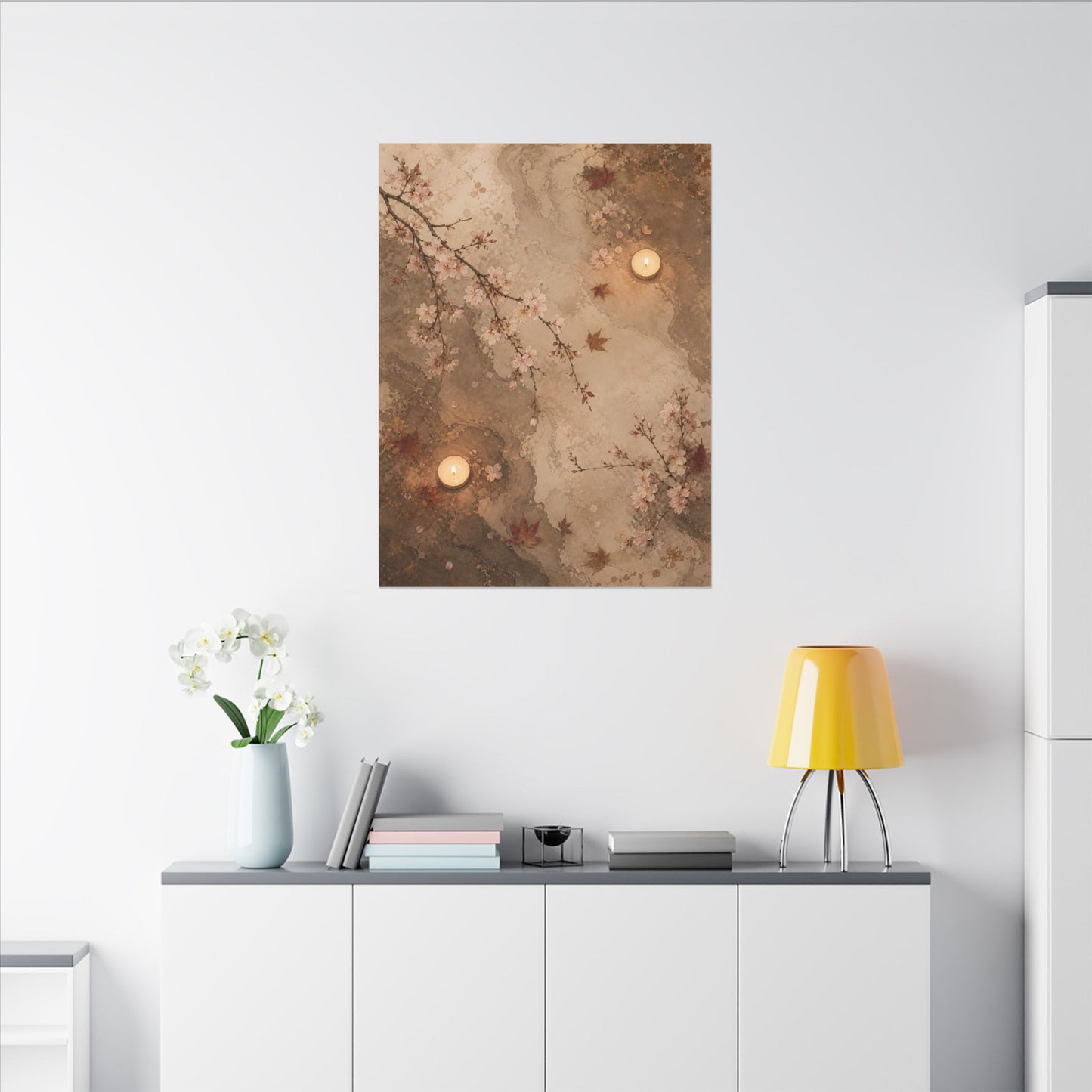 Cherry Blossom Canvas Art | Autumn Japandi Japanese Pattern Art