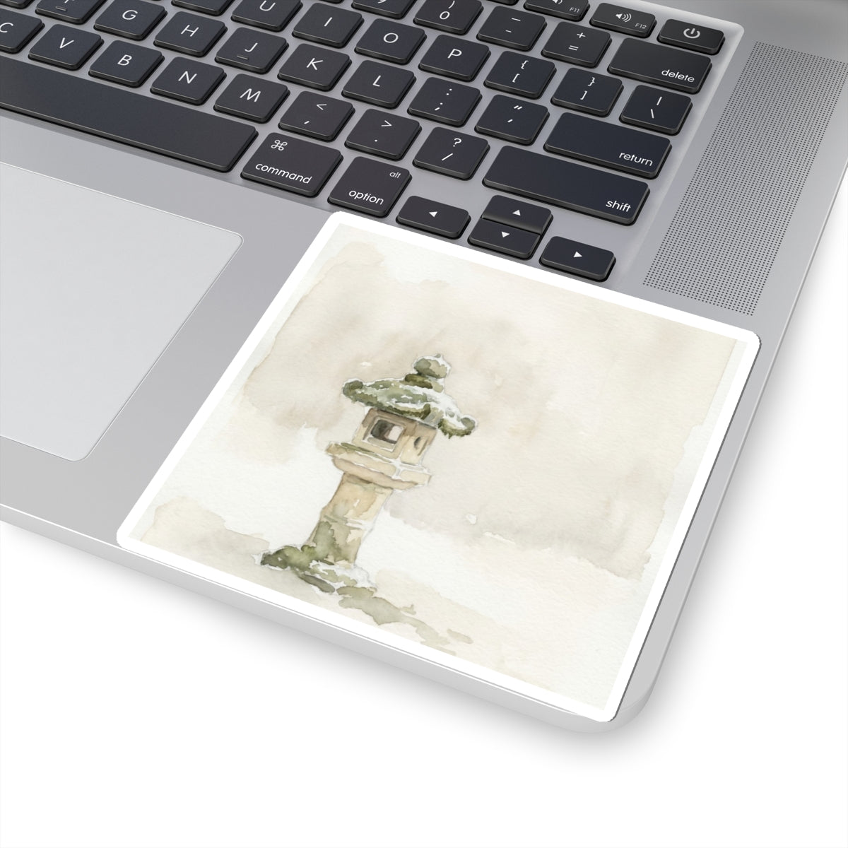 Cozy Stone Lantern Sticker - Watercolor Japandi Art Print