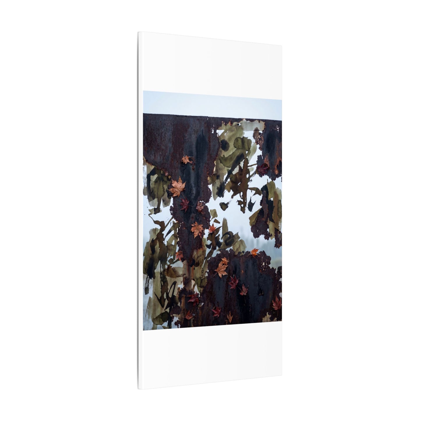 Rust Patina Charcoal Ink Canvas Art | Sophisticated Dark Japandi Art