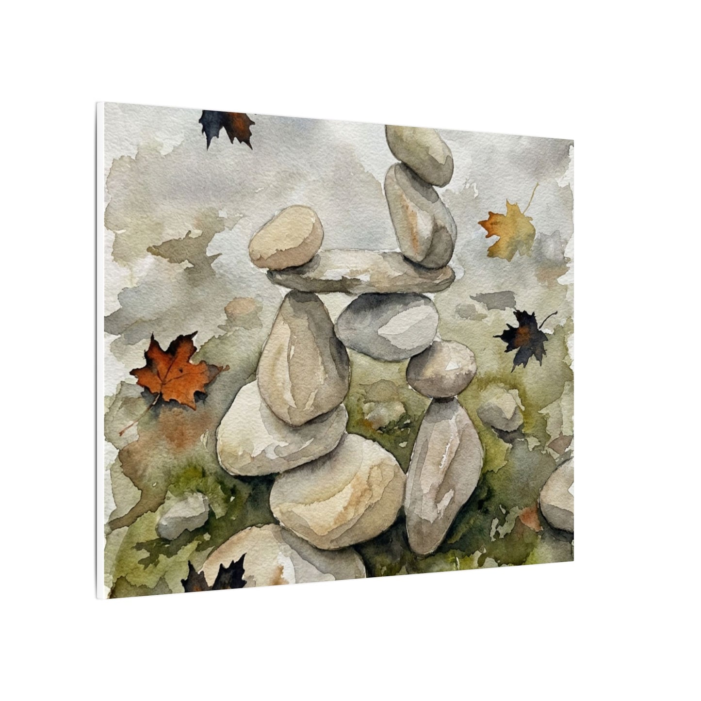 Overcast River Stones Canvas Art - Japandi Fukinsei