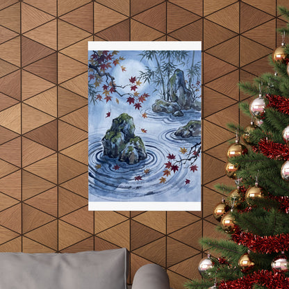 Rock Garden Sumi E Wall Art Print | Peaceful Zen Art