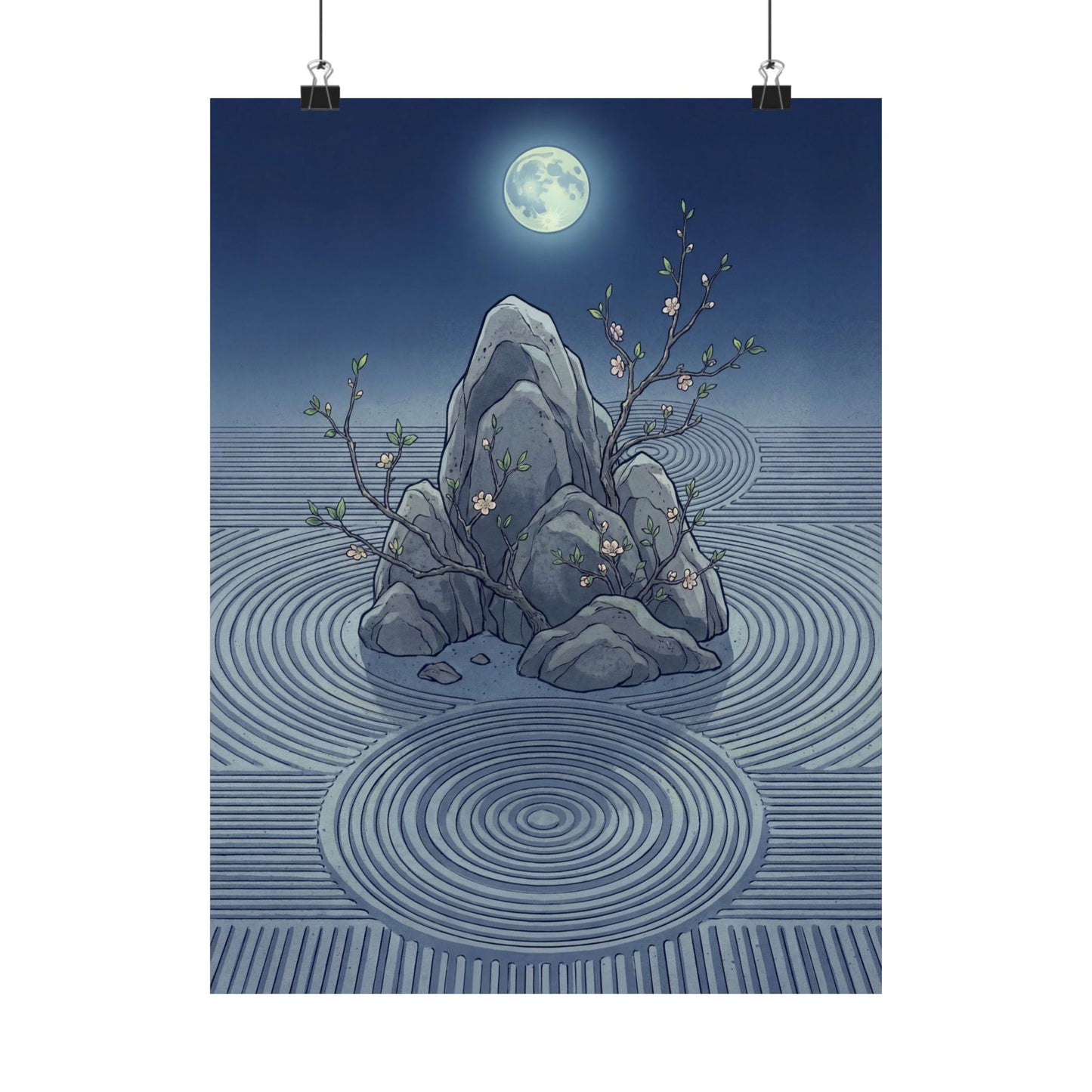 Kanso Rock Garden Wall Art Print - Zen Ukiyo E Inspired Art Print