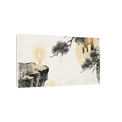 Japandi Pine Tree in Candlelight | Japanese Pattern Canvas Art