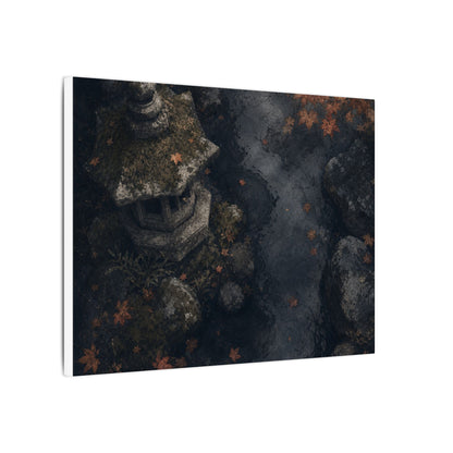 Stone Lantern Canvas Art | Autumn Japandi Texture Art