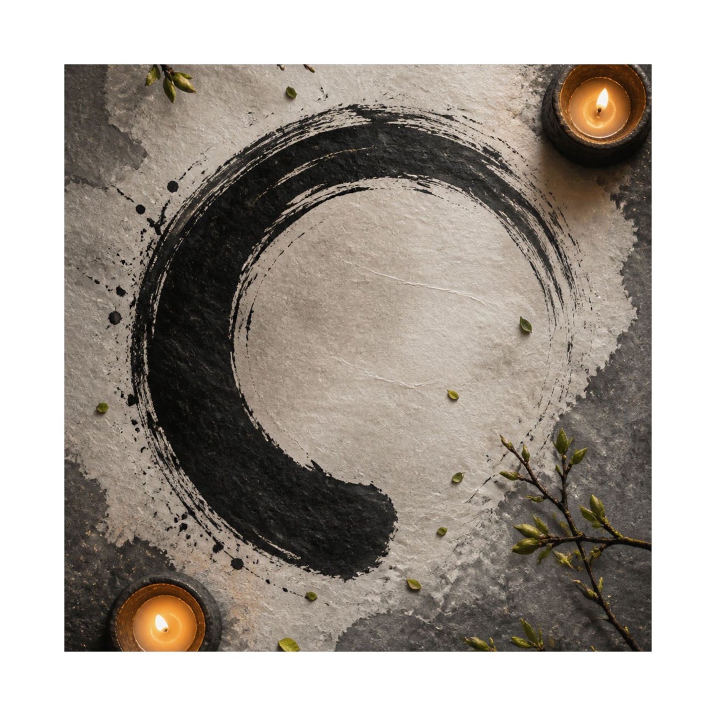 Peaceful Ink Brushstroke Wall Art Print - Enso Zen